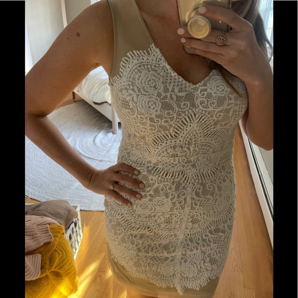 Aakaa White and Nude Dress - Picture 5 of 5
